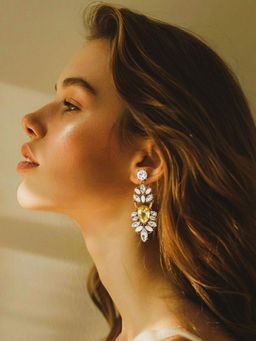 SUGARFRILL - Gold Plated Yellow Stone Crystal Drop Earrings