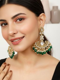 SUGARFRILL - 22K Gold Plated Pearl Studded and Beaded Big Chandbali Earrings