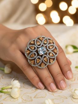 SUGARFRILL - Gold Plated Handcrafted Bridal Oversized Statement Cocktail Ring