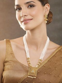 SUGARFRILL - 18K Gold Plated Stone Studded Temple Necklace Set