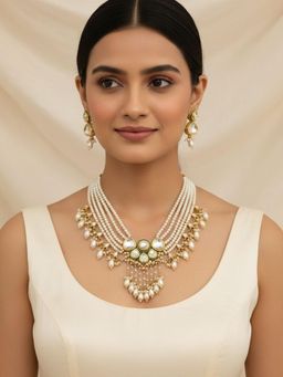 SUGARFRILL - 18K Gold Plated Kundan Layered Necklace Set