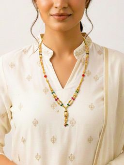 SUGARFRILL - Gold Tone Multi-Color Beaded Traditional Chain Necklace