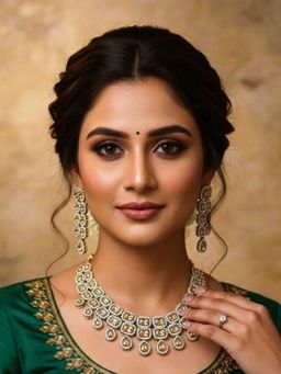 SUGARFRILL - Champagne Stones Gold Plated Kundan Choker Necklace Set
