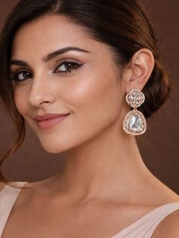 SUGARFRILL - Silver Plated American Diamond Teardrop Crystal Drop Earrings