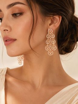 SUGARFRILL - Rose Gold Plated Elegant Flowral Drop Earrings