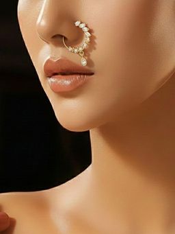 SUGARFRILL - Drop Charm Gold Plated Crystal Nose Ring