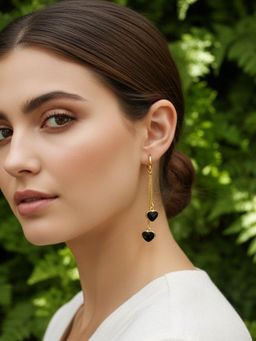 SUGARFRILL - 22K Gold Plated Designer Long Heart Drop Earrings