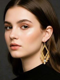 SUGARFRILL - 22K Gold Plated Designer Geometric Long Dangling Earrings
