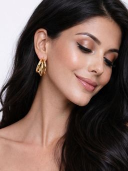 SUGARFRILL - Party Gold Plated Triple Layered Hoop Design Earrings