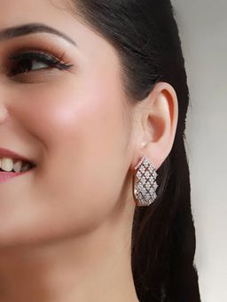 SUGARFRILL - Gold Plated CZ Cluster Hoop Earrings
