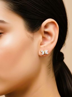 SUGARFRILL - Womens Gold Plated Butterfly Crystal Stud Earrings