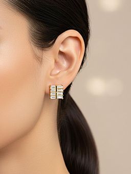 SUGARFRILL - Womens Gold Plated Geometric Crystal Stud Earrings