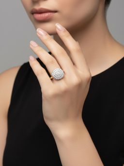 SUGARFRILL - Gold Plated American Diamond Multi Row Cocktail Ring