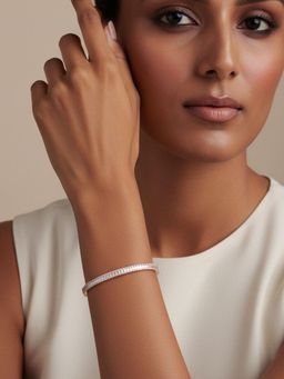 SUGARFRILL - Handcrafted Rose Gold Plated American Diamond Baguette Eternity Bracelet