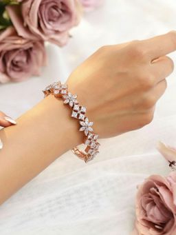 SUGARFRILL - Rose Gold Plated Crystal AD Studded Bracelet