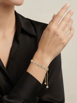 SUGARFRILL - Gold Plated AD and Crystal Studded Adjustable Bracelet
