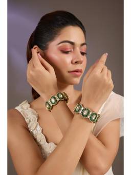 VIVINIA By Vidhi Mehra - Green Maharani Polki Bangles