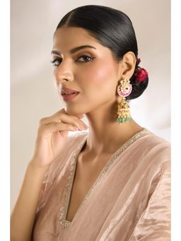 VIVINIA By Vidhi Mehra - Pink Stone Jhumka Earrings