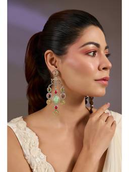 VIVINIA By Vidhi Mehra - Multi-Color Darbar Polki Drop Earrings