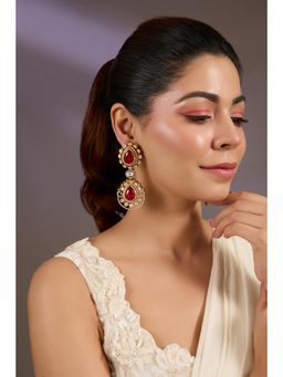 VIVINIA By Vidhi Mehra - Red Royal Ruby Polki Earrings