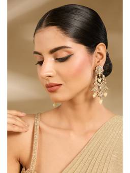 VIVINIA By Vidhi Mehra - White Lotus Polki Drop Earrings