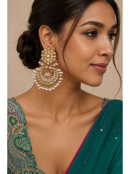 VIVINIA By Vidhi Mehra - Gold Plated Jaipuri Kundan Pearl Chandbali Earrings