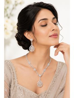 VIVINIA By Vidhi Mehra - Luxury Cubic Zirconia Teardrop Necklace Set