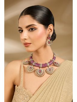 VIVINIA By Vidhi Mehra - Moissanite Polki Collar Necklace Set