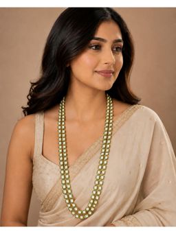VIVINIA By Vidhi Mehra - Mint Green Double Line Jaipuri Kundan Long Necklace