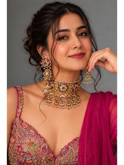 VIVINIA By Vidhi Mehra - Jaipuri Kundan Chandrika Choker Necklace with Earrings Set