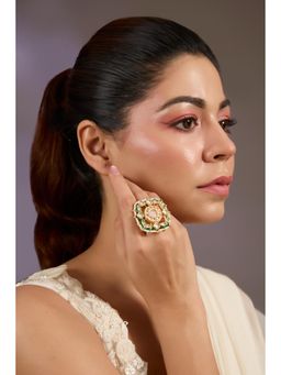VIVINIA By Vidhi Mehra - Green Pearl Polki Ring