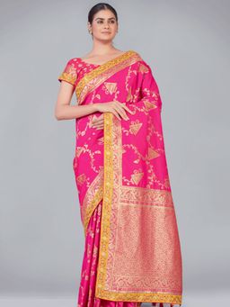 Odette - Pink Silk Saree with Unstitched Blouse