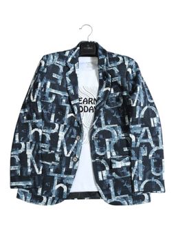 CAVIO - Boys Black Regular Fit Printed Party wear Blazer and T-Shirt (Set of 2)