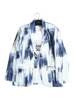 CAVIO - Boys Blue Regular Fit Printed Party wear Blazer and T-Shirt (Set of 2)