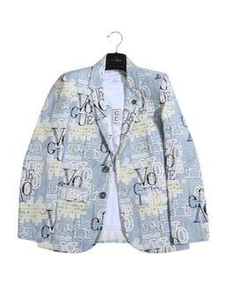 CAVIO - Boys Blue Regular Fit Printed Party wear Blazer and T-Shirt (Set of 2)