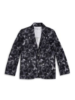 CAVIO - Boys Black Regular Fit Printed Party wear Blazer and T-Shirt (Set of 2)