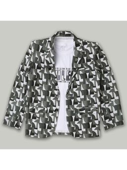 CAVIO - Boys Green Regular Fit Printed Party wear Blazer and T-Shirt (Set of 2)
