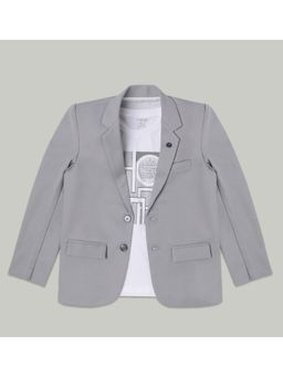 CAVIO - Boys Grey Regular Fit Plain Party wear Blazer and T-Shirt (Set of 2)