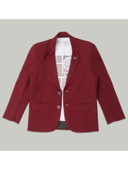CAVIO - Boys Red Regular Fit Plain Party wear Blazer and T-Shirt (Set of 2)