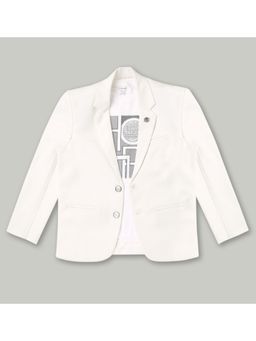 CAVIO - Boys White Regular Fit Plain Party wear Blazer and T-Shirt (Set of 2)