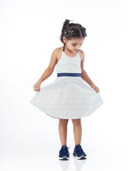 ZACH & KIKI - White Abstract Leaf Print Dress