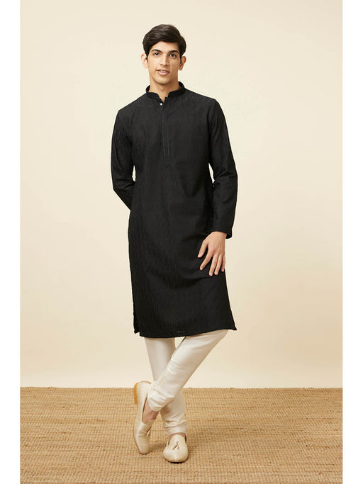 Manyavar Blended Cotton Self Design Kurta for Men