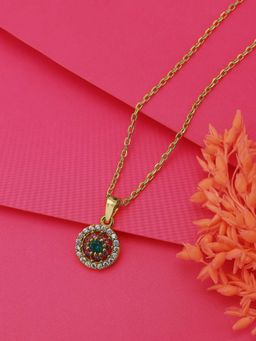 Carlton London - Women Gold-Plated Circular Pendant with Chain