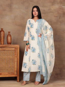 Aravalii - Arabvalii Neel Vrishti Kurta with Pant and Dupatta