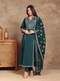 Aravalii - Emerald Noor Embroidery Kurta with Pant and Dupatta