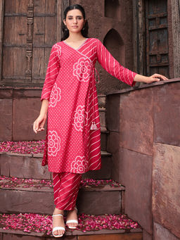 Aravalii - Berry Bloom Angrakha Kurta with Pant