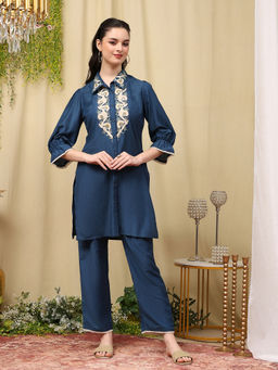 Nayam by lakshita - Embroidered Art Silk with Lace Accents Co-Ord