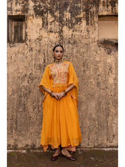 Suramya - Raunaqya Orange Kaftan with Pant and Slip