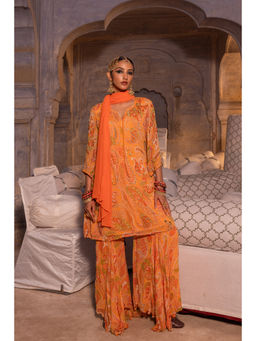 Suramya - Raunaqya Orange Kurti with Sharara and Dupatta