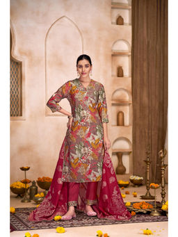 BulBul - Shehnaaz Multi Color Floral Leaf Printed Kurta And Pant With Dupatta
